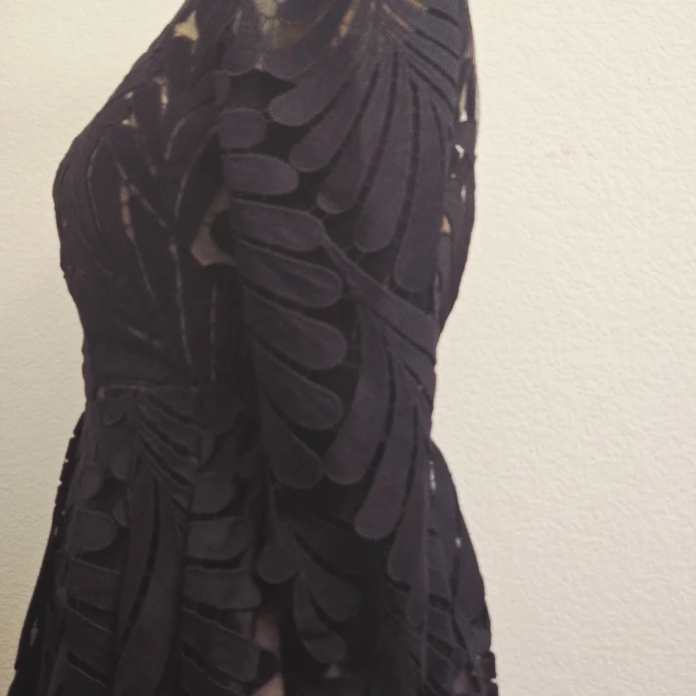 BHLDN Black Leaf Pattern Dress - Picture 4 of 16